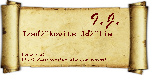 Izsákovits Júlia névjegykártya